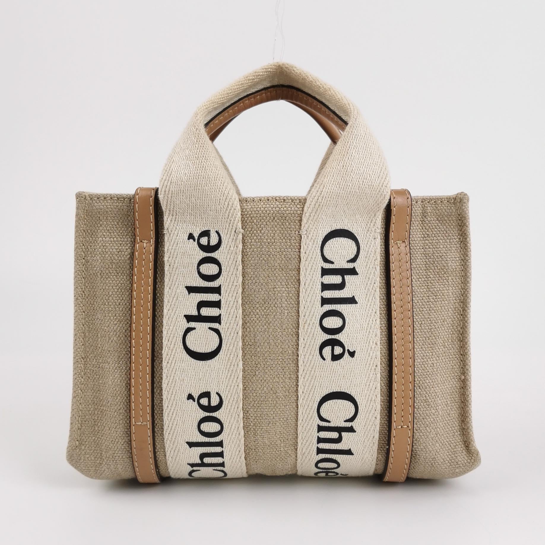 Sac Woody en toile beige Chloé